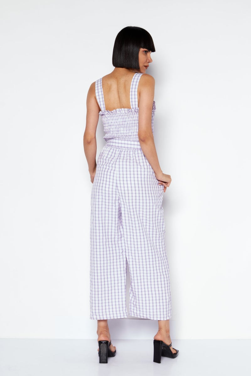 Riley & Rae Women Checkered  Sleeveless Jumpsuit, Purple Combo - Image 4